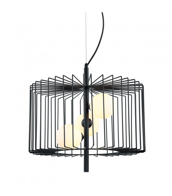 Suspension moderne Daren Noir, verre et acier