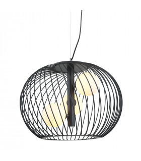 Suspension moderne Clarisa Noir, verre et acier
