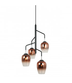 Suspension moderne Lesla Chrome, noir, abat jour cuivre