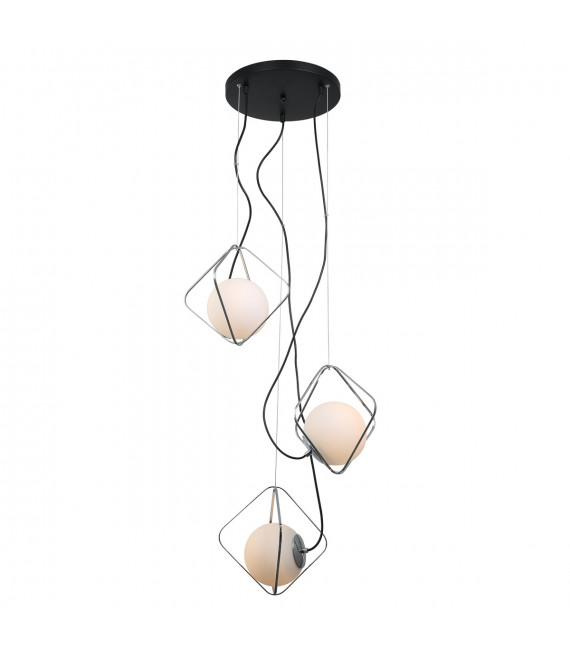 Modern hanging lamp Canto Chrome, black glass