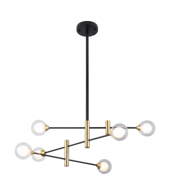 Modern hanging lamp Marino Black, steel brass