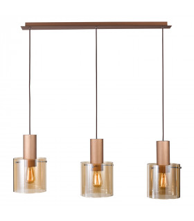 Suspension moderne Javier Bronze antique, noir 3 ampoules