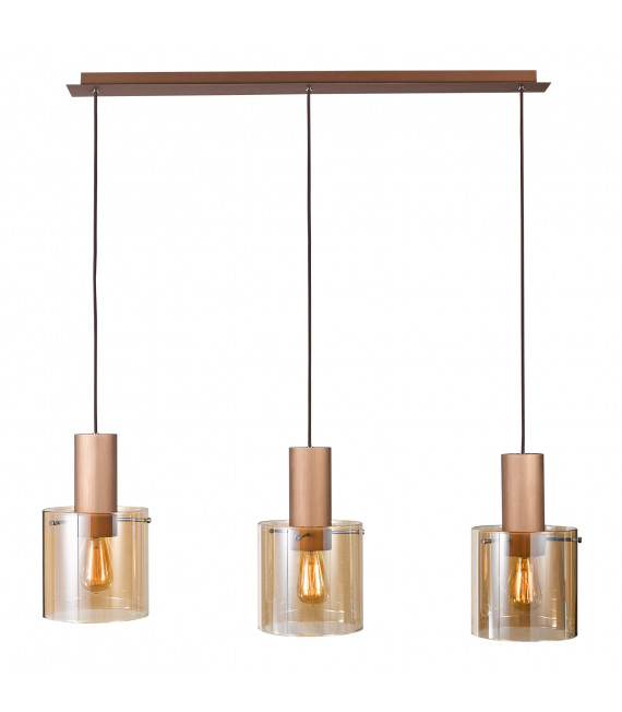 Suspension moderne Javier Bronze antique, noir 3 ampoules