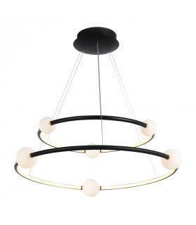 Suspension moderne Lozanna Noir, rose, abat jour blanc