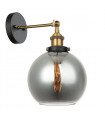 Industrial and retro wall lamp Cardena Black, gold in glass