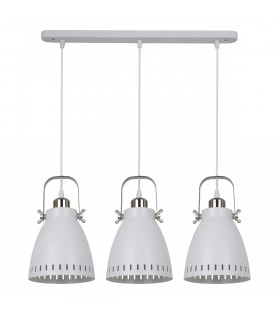 Lampada a sospensione industriale e retrò Franklin bianco sabbia, nichel satinato