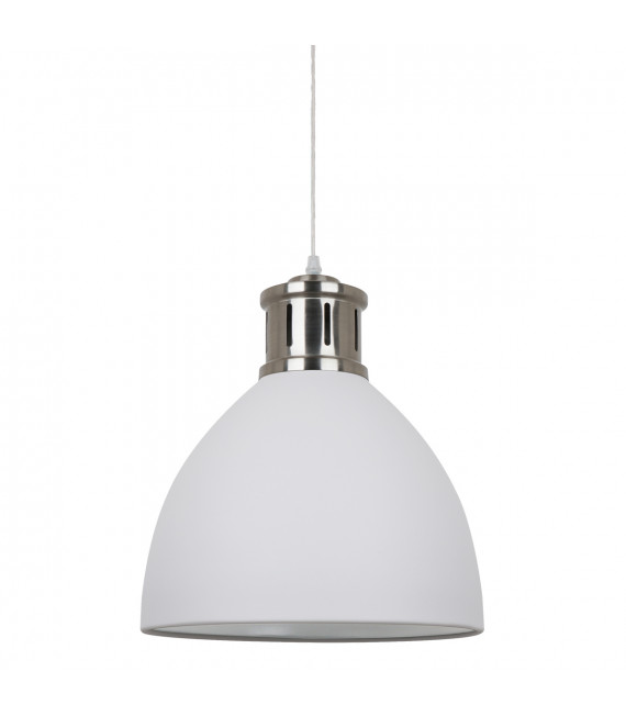 Lámpara colgante industrial y retro Lola White, níquel satinado