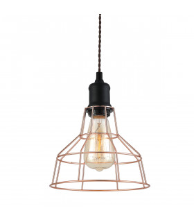 Lámpara colgante industrial y retro Perifo Negro, cobre