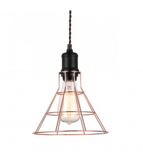 Lámpara colgante industrial y retro Perifo Negro, cobre