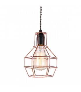 Lámpara colgante industrial y retro Perifo Negro, cobre
