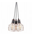 Industrial and retro pendant light Perifo Black, copper 3 bulbs