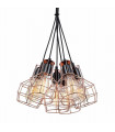 Industrial and retro pendant light Perifo Black, copper 6 bulbs