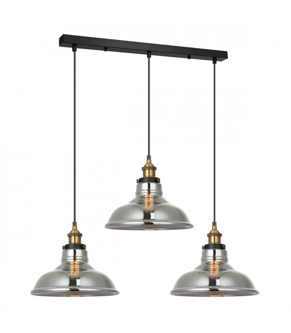 Lampada a sospensione industriale e retrò Hubert Nera, oro