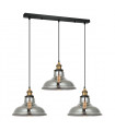 Suspension industrielle et rétro Hubert Noir, doré et verre fumé