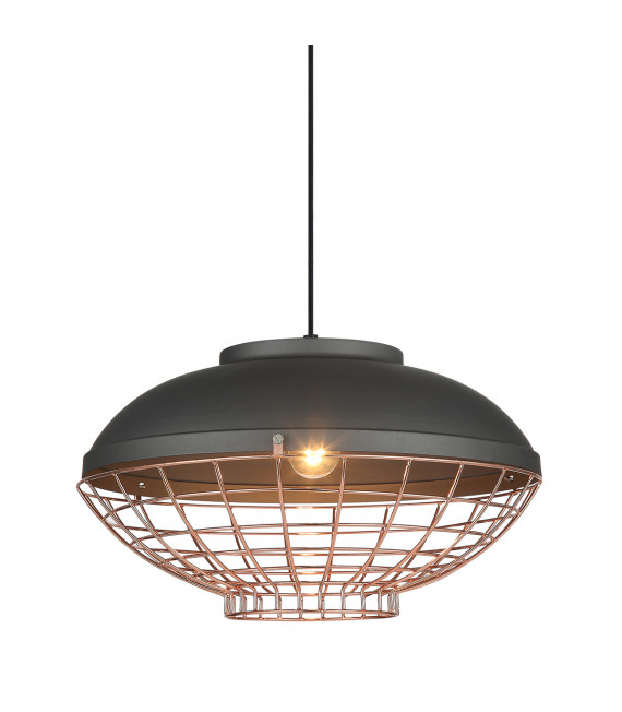 Lampada a sospensione industriale e retrò Clams Grey, rame
