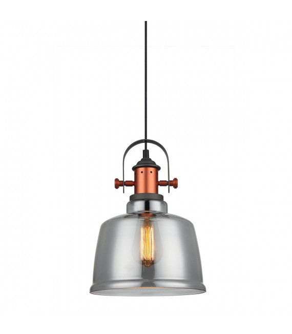 Lampada a sospensione industriale e retrò Simalto Grey, fumè