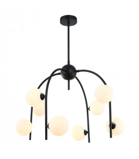 Suspension moderne Celine Noir, 8 ampoules
