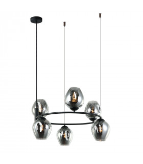Suspension moderne Roxane Noir 6 ampoules