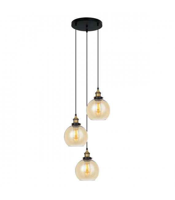 Lámpara colgante industrial y retro Cardena Black, dorado