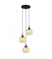 Suspension industrielle et rétro Cardena Noir, doré et ambre