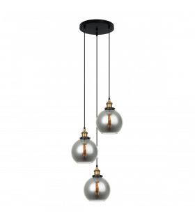 Industrie- und Retro-Pendelleuchte Cardena Schwarz, Gold