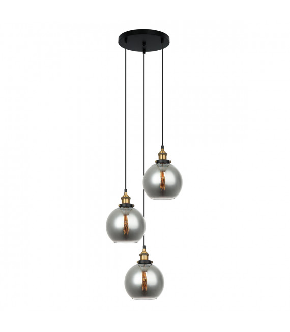 Lámpara colgante industrial y retro Cardena Black, dorado