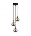 Industrial and retro pendant lamp Cardena Black, gold 3 bulbs