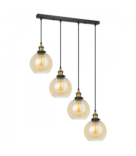 Lámpara colgante industrial y retro Cardena Black, dorado