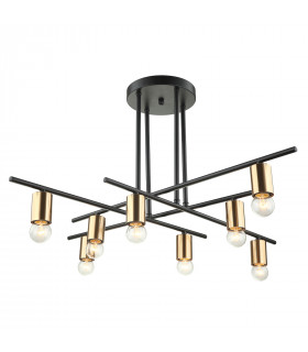 Suspension industrielle et rétro Normani 8 ampoules