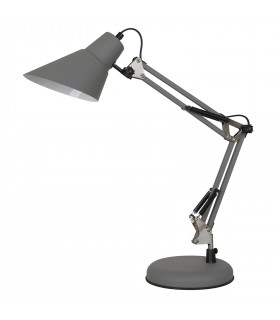Lámpara de escritorio Jason industrial y retro Gris satinado lijado
