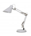 Lampe de bureau industrielle et rétro Jason Sablé blanc, nickel satiné