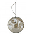 Modern Simao Chrome pendant lamp, cognac lampshade