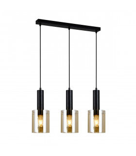 Modern hanging lamp Sardo Black and amber