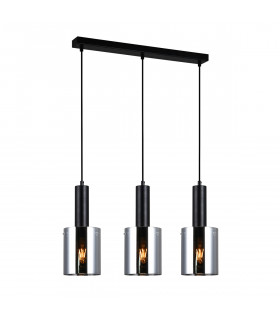 Sardo pendant lamp Black and smoked glass