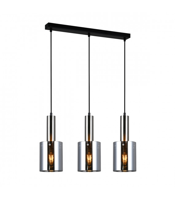 Suspension Sardo Nickel satiné et verre fumé