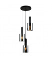 Modern hanging lamp Sardo Black and smoked glass