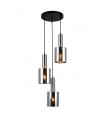 Suspension moderne Sardo Nickel satiné et verre fumé