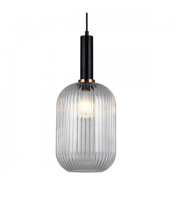 Suspension Antiola Noir, verre transparent