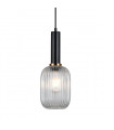 Suspension moderne Antiola Noir, verre transparent