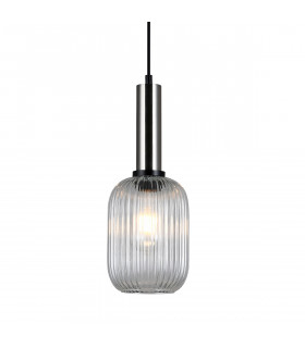 Modern suspension Antiola Satin nickel and clear glass