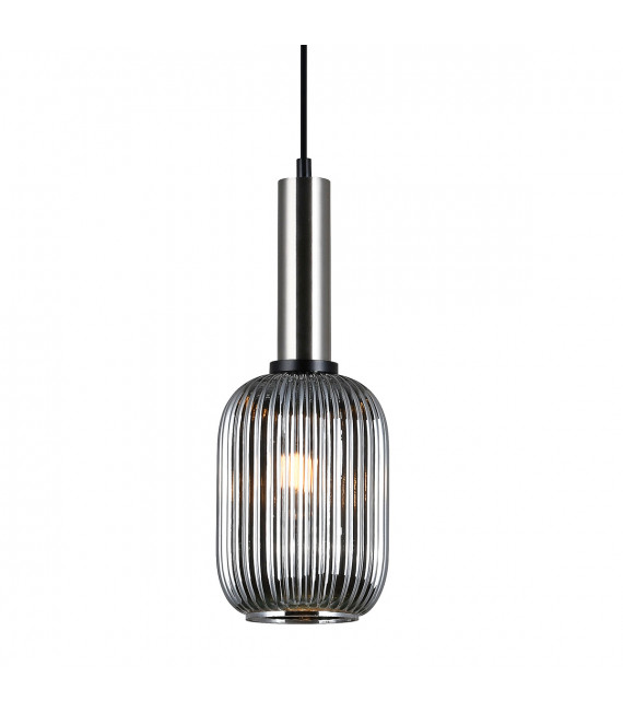 Suspension design Antiola Nickel satiné et verre fumé