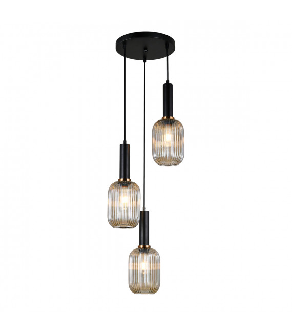 Suspension moderne Antiola Noir ambre