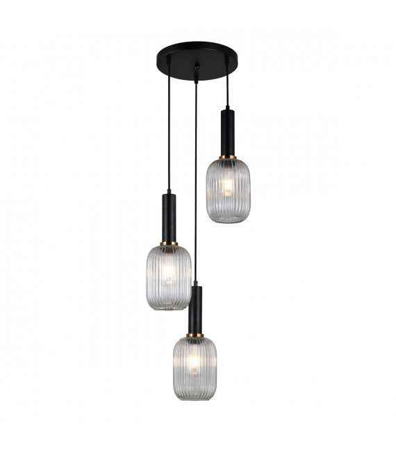 Modern hanging lamp Antiola Black in glass