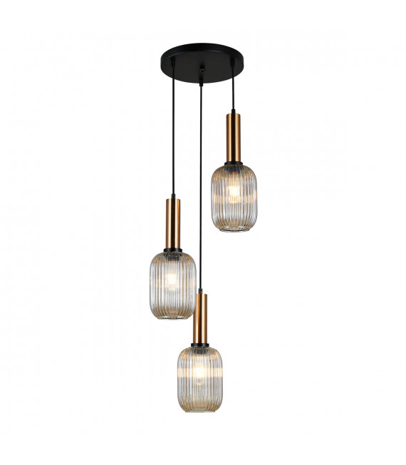 Suspension moderne Antiola ambre et verre fumé