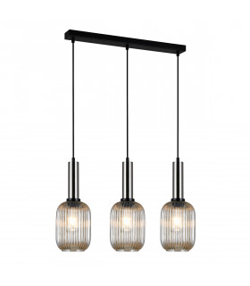 Modern pendant lamp Antiola Satin nickel and amber
