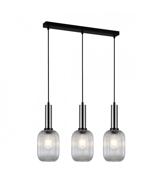 Suspension moderne Antiola Nickel satiné et transparent