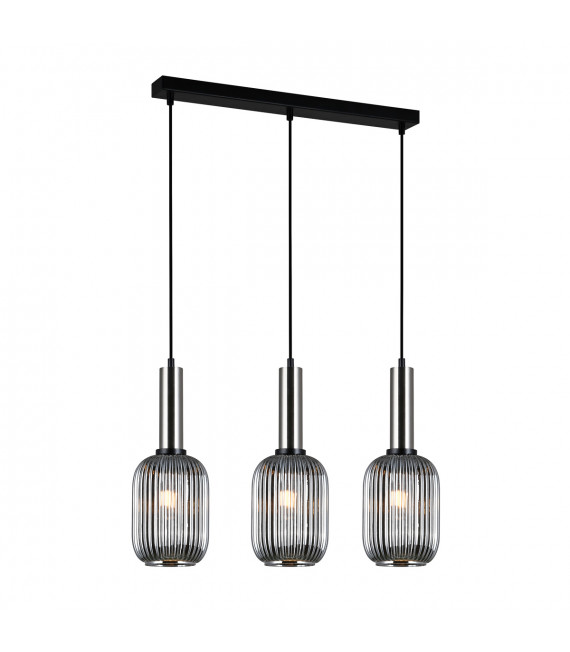 Suspension moderne Antiola Nickel satiné et verre fumé