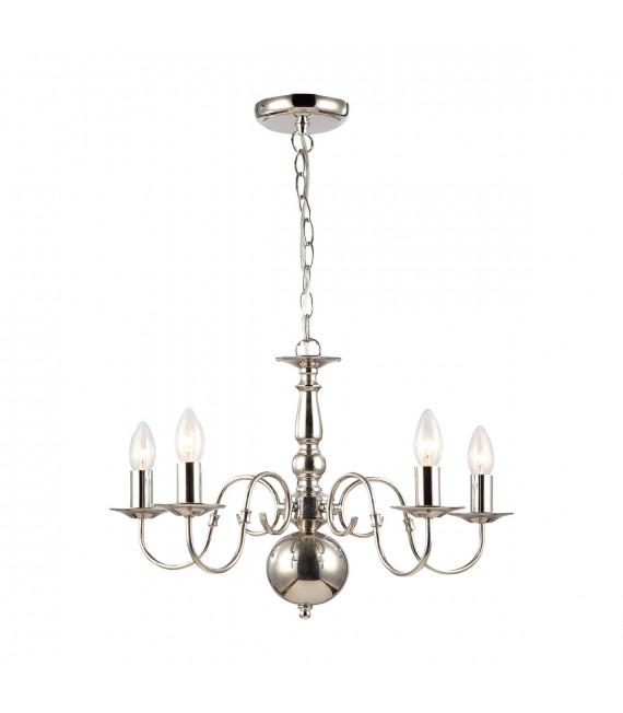 Marion Chrome 5-light classic chandelier