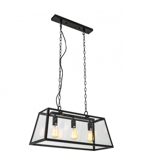 Lampada a sospensione industriale e retrò Laverno Nero opaco