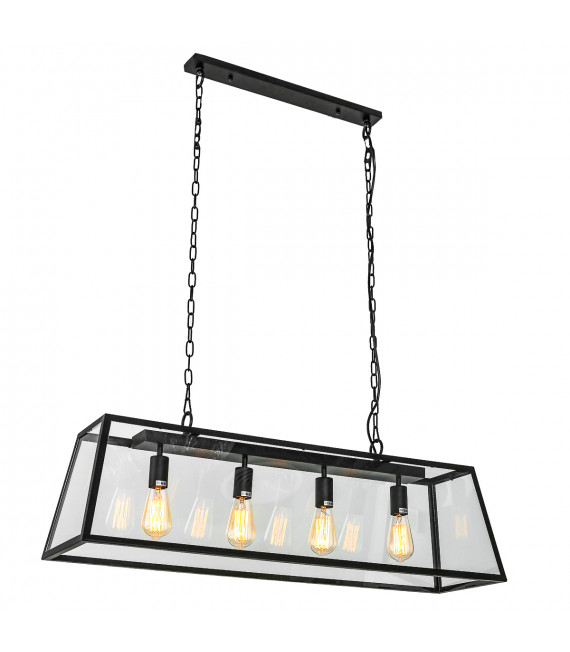 Industrial and retro pendant lamp Laverno Matt black 4 bulbs